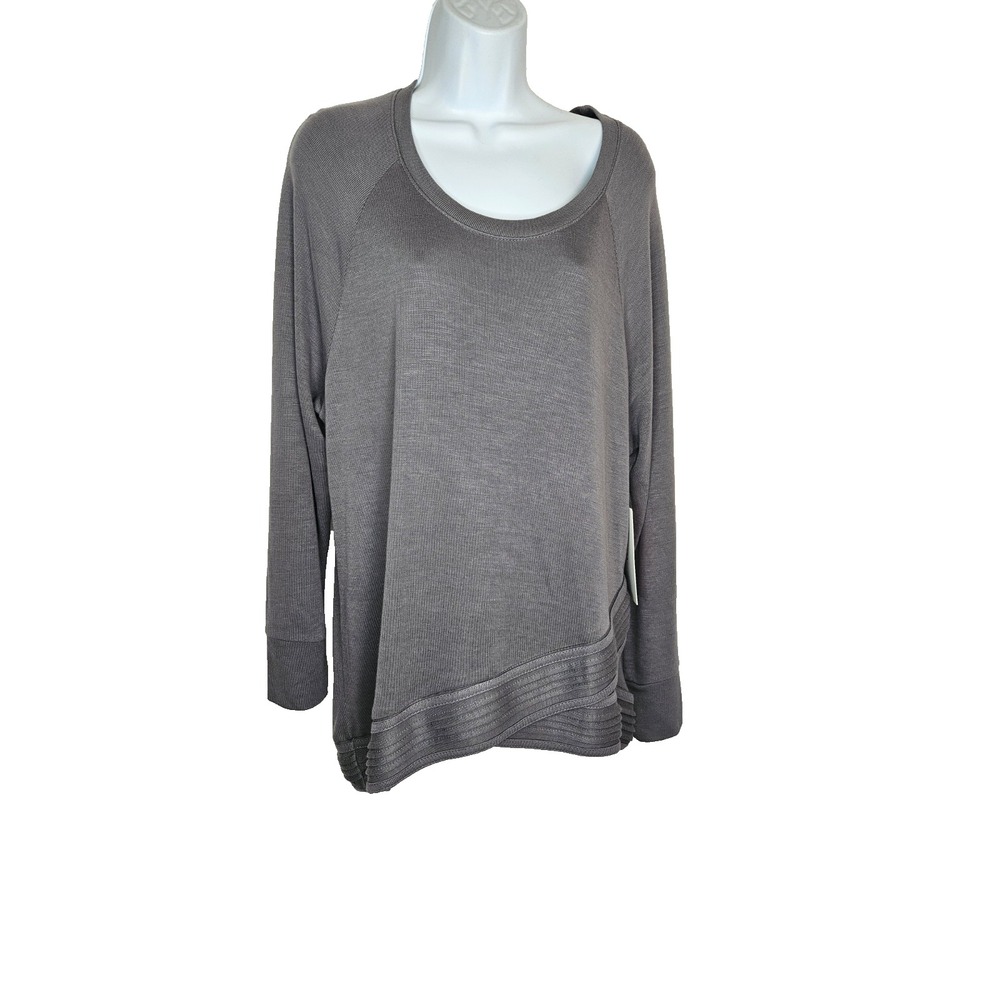 Yogalicious Silver Bells Long Sleeve Top Women's XL Modal Blend Asymmetrical Hem